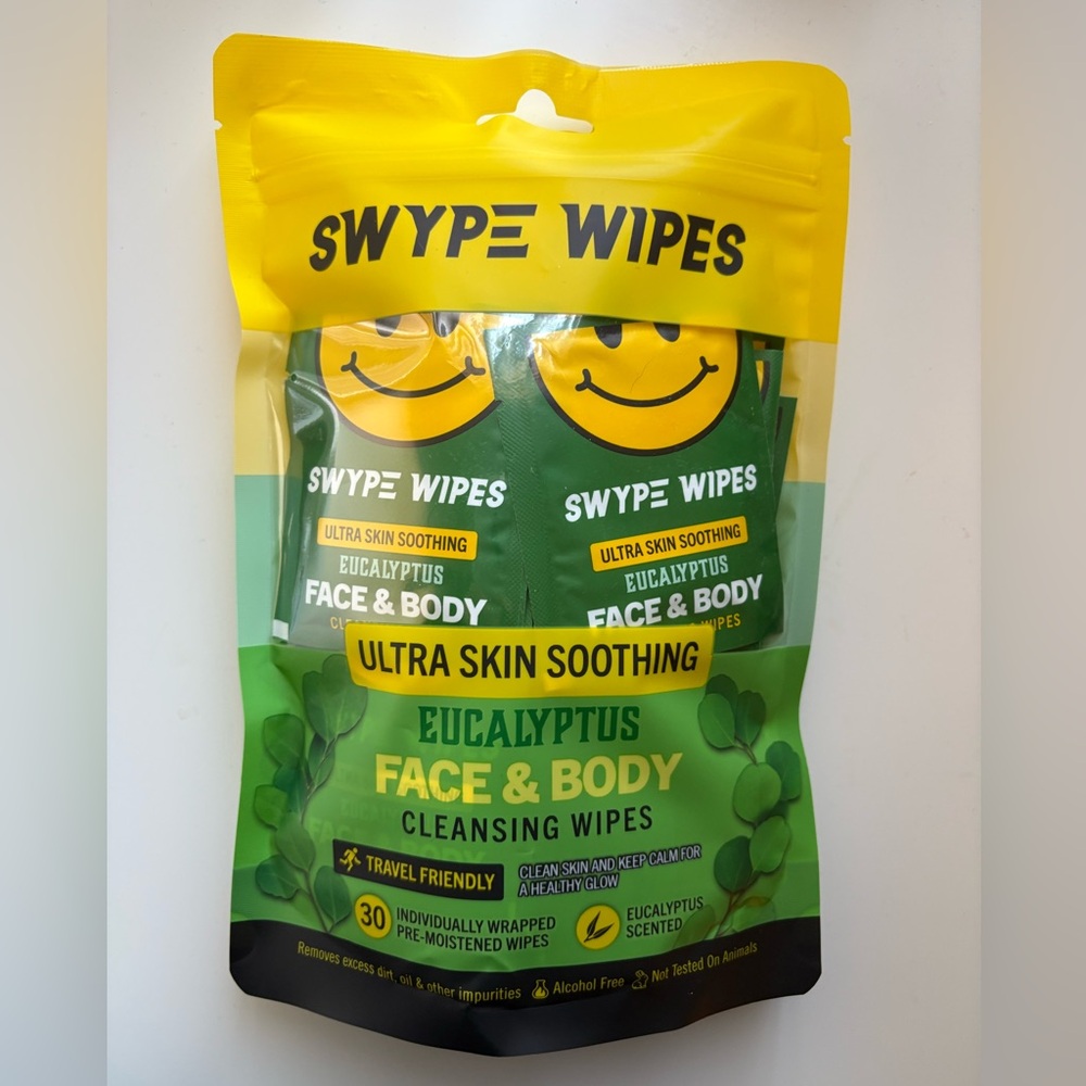 Swype Wipes Ultra Skin Soothing Eucalyptus Face & Body Cleansing Wipes